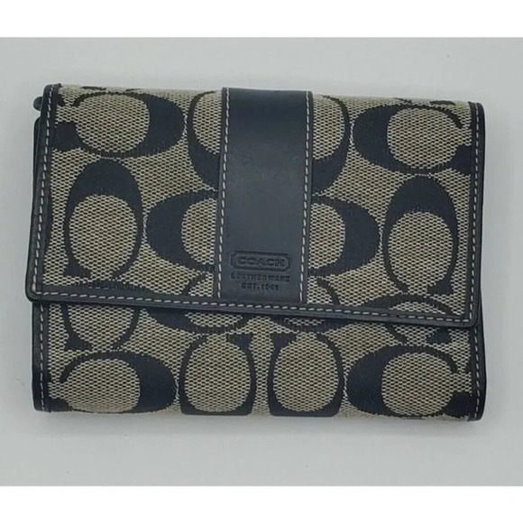 Coach Trifold Fabric Wallet Black with Signature 'C' - Picture 2 of 6